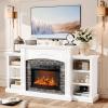 imageVINGLI 70 Fireplace TV Stand for up to 80 inch TVs Electric Fireplace with Mantel Modern Entertainment Center with LED Light TV Console Table with Adjustable Shelves Living Room  Bedroom WhiteWhite