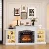 imageVINGLI 70 Fireplace TV Stand for up to 80 inch TVs Electric Fireplace with Mantel Modern Entertainment Center with LED Light TV Console Table with Adjustable Shelves Living Room  Bedroom WhiteWhite