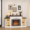 imageVINGLI 70 Fireplace TV Stand for up to 80 inch TVs Electric Fireplace with Mantel Modern Entertainment Center with LED Light TV Console Table with Adjustable Shelves Living Room  Bedroom WhiteDistressed White  Barnwood