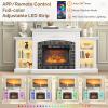 imageVINGLI 70 Fireplace TV Stand for up to 80 inch TVs Electric Fireplace with Mantel Modern Entertainment Center with LED Light TV Console Table with Adjustable Shelves Living Room  Bedroom WhiteWhite