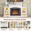 imageVINGLI 70 Fireplace TV Stand for up to 80 inch TVs Electric Fireplace with Mantel Modern Entertainment Center with LED Light TV Console Table with Adjustable Shelves Living Room  Bedroom WhiteWhite
