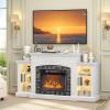 imageVINGLI 70 Fireplace TV Stand for up to 80 inch TVs Electric Fireplace with Mantel Modern Entertainment Center with LED Light TV Console Table with Adjustable Shelves Living Room  Bedroom WhiteWhite