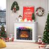 imageVINGLI 70 Fireplace TV Stand for up to 80 inch TVs Electric Fireplace with Mantel Modern Entertainment Center with LED Light TV Console Table with Adjustable Shelves Living Room  Bedroom WhiteWhite