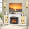 imageVINGLI 70 Fireplace TV Stand for up to 80 inch TVs Electric Fireplace with Mantel Modern Entertainment Center with LED Light TV Console Table with Adjustable Shelves Living Room  Bedroom WhiteWhite