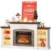 imageVINGLI 70 Fireplace TV Stand for up to 80 inch TVs Electric Fireplace with Mantel Modern Entertainment Center with LED Light TV Console Table with Adjustable Shelves Living Room  Bedroom WhiteDistressed White  Barnwood