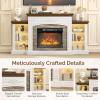 imageVINGLI 70 Fireplace TV Stand for up to 80 inch TVs Electric Fireplace with Mantel Modern Entertainment Center with LED Light TV Console Table with Adjustable Shelves Living Room  Bedroom WhiteDistressed White  Barnwood