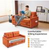 imageVINGLI Loveseat Sleeper Sofa Bed Teal Blue Futon Couch 535quot W 80quot L Pull Out Couch Bed Floor Couches for Living Room Folding Sofa Convertible Small Loveseat for Small SpacesBurn Orange