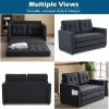 imageVINGLI Loveseat Sleeper Sofa Bed Teal Blue Futon Couch 535quot W 80quot L Pull Out Couch Bed Floor Couches for Living Room Folding Sofa Convertible Small Loveseat for Small SpacesBlack