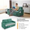 imageVINGLI Loveseat Sleeper Sofa Bed Teal Blue Futon Couch 535quot W 80quot L Pull Out Couch Bed Floor Couches for Living Room Folding Sofa Convertible Small Loveseat for Small SpacesTeal Blue
