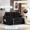 imageVINGLI Loveseat Sleeper Sofa Bed Teal Blue Futon Couch 535quot W 80quot L Pull Out Couch Bed Floor Couches for Living Room Folding Sofa Convertible Small Loveseat for Small SpacesBlack