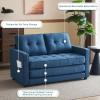 imageVINGLI Loveseat Sleeper Sofa Bed Teal Blue Futon Couch 535quot W 80quot L Pull Out Couch Bed Floor Couches for Living Room Folding Sofa Convertible Small Loveseat for Small SpacesNavy Blue