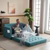 imageVINGLI Loveseat Sleeper Sofa Bed Teal Blue Futon Couch 535quot W 80quot L Pull Out Couch Bed Floor Couches for Living Room Folding Sofa Convertible Small Loveseat for Small SpacesTeal Blue