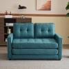 imageVINGLI Loveseat Sleeper Sofa Bed Teal Blue Futon Couch 535quot W 80quot L Pull Out Couch Bed Floor Couches for Living Room Folding Sofa Convertible Small Loveseat for Small SpacesTeal Blue