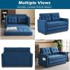 imageVINGLI Loveseat Sleeper Sofa Bed Teal Blue Futon Couch 535quot W 80quot L Pull Out Couch Bed Floor Couches for Living Room Folding Sofa Convertible Small Loveseat for Small SpacesNavy Blue
