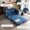 imageVINGLI Loveseat Sleeper Sofa Bed Teal Blue Futon Couch 535quot W 80quot L Pull Out Couch Bed Floor Couches for Living Room Folding Sofa Convertible Small Loveseat for Small SpacesNavy Blue