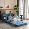 imageVINGLI Loveseat Sleeper Sofa Bed Teal Blue Futon Couch 535quot W 80quot L Pull Out Couch Bed Floor Couches for Living Room Folding Sofa Convertible Small Loveseat for Small SpacesNavy Blue
