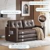 imageVINGLI Loveseat Sleeper Sofa Bed Teal Blue Futon Couch 535quot W 80quot L Pull Out Couch Bed Floor Couches for Living Room Folding Sofa Convertible Small Loveseat for Small SpacesRustic