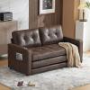 imageVINGLI Loveseat Sleeper Sofa Bed Teal Blue Futon Couch 535quot W 80quot L Pull Out Couch Bed Floor Couches for Living Room Folding Sofa Convertible Small Loveseat for Small SpacesRustic