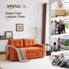 imageVINGLI Loveseat Sleeper Sofa Bed Teal Blue Futon Couch 535quot W 80quot L Pull Out Couch Bed Floor Couches for Living Room Folding Sofa Convertible Small Loveseat for Small SpacesBurn Orange