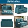 imageVINGLI Loveseat Sleeper Sofa Bed Teal Blue Futon Couch 535quot W 80quot L Pull Out Couch Bed Floor Couches for Living Room Folding Sofa Convertible Small Loveseat for Small SpacesTeal Blue