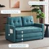 imageVINGLI Loveseat Sleeper Sofa Bed Teal Blue Futon Couch 535quot W 80quot L Pull Out Couch Bed Floor Couches for Living Room Folding Sofa Convertible Small Loveseat for Small SpacesTeal Blue