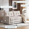 imageVINGLI Loveseat Sleeper Sofa Bed Teal Blue Futon Couch 535quot W 80quot L Pull Out Couch Bed Floor Couches for Living Room Folding Sofa Convertible Small Loveseat for Small SpacesBeige