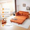 imageVINGLI Loveseat Sleeper Sofa Bed Teal Blue Futon Couch 535quot W 80quot L Pull Out Couch Bed Floor Couches for Living Room Folding Sofa Convertible Small Loveseat for Small SpacesBurn Orange