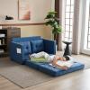 imageVINGLI Loveseat Sleeper Sofa Bed Teal Blue Futon Couch 535quot W 80quot L Pull Out Couch Bed Floor Couches for Living Room Folding Sofa Convertible Small Loveseat for Small SpacesNavy Blue
