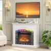 imageVINGLI 70 Fireplace TV Stand for up to 80 inch TVs Electric Fireplace with Mantel Modern Entertainment Center with LED Light TV Console Table with Adjustable Shelves Living Room  Bedroom WhiteWhite