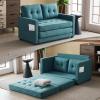 imageVINGLI Loveseat Sleeper Sofa Bed Teal Blue Futon Couch 535quot W 80quot L Pull Out Couch Bed Floor Couches for Living Room Folding Sofa Convertible Small Loveseat for Small SpacesTeal Blue