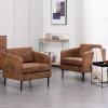 imageVINGLI Modern Rustic Accent Club Chairs Set of 2 for Bedroom Living Room Office Waiting Room Reception 295D x 283W x 291H in Metal Frame Leather Seat Ergonomic 440 lbs Weight Capacity