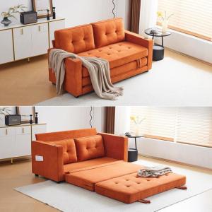 imageVINGLI Loveseat Sleeper Sofa Bed Teal Blue Futon Couch 535quot W 80quot L Pull Out Couch Bed Floor Couches for Living Room Folding Sofa Convertible Small Loveseat for Small SpacesBurn Orange