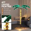imageVINGLI 4FT Lighted Palm Tree Christmas Tree Outdoor for Outside Patio Pool Yard Holiday Decor Artificial Light up with Lifelike Leaves and Rope LEDs4FT