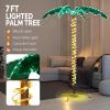 imageVINGLI 4FT Lighted Palm Tree Christmas Tree Outdoor for Outside Patio Pool Yard Holiday Decor Artificial Light up with Lifelike Leaves and Rope LEDs7FT