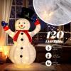 imageVINGLI 4FT Lighted Snowman Christmas Decorations w 120 LED Lights Auto Take onOff Hat Popup Snowman Ornaments with Ground Stakes for Outside Holiday Indoor Decor4FT SnowmanAuto Hand