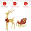 imageVINGLI Upgraded Large Lighted Reindeer and Sleigh Outdoor Christmas Decorations with 180 LED Lights Twinkling Santa Sleigh and Reindeer Holiday Ornaments Yard Decor for Home Lawn and Front YardGold Reindeer and Sleigh Set