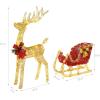 imageVINGLI Upgraded Large Lighted Reindeer and Sleigh Outdoor Christmas Decorations with 180 LED Lights Twinkling Santa Sleigh and Reindeer Holiday Ornaments Yard Decor for Home Lawn and Front YardGold Reindeer and Sleigh Set