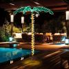 imageVINGLI 4FT Lighted Palm Tree Christmas Tree Outdoor for Outside Patio Pool Yard Holiday Decor Artificial Light up with Lifelike Leaves and Rope LEDs5FT