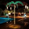 imageVINGLI 4FT Lighted Palm Tree Christmas Tree Outdoor for Outside Patio Pool Yard Holiday Decor Artificial Light up with Lifelike Leaves and Rope LEDs7FT