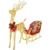 imageVINGLI Upgraded Large Lighted Reindeer and Sleigh Outdoor Christmas Decorations with 180 LED Lights Twinkling Santa Sleigh and Reindeer Holiday Ornaments Yard Decor for Home Lawn and Front YardGold Reindeer and Sleigh Set