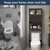 imageVINGLI Over The Toilet Storage Cabinet White Bathroom Storage Organizer Above The Toilet Shelf with Acrylic Glass Double Doors Wood Muebles para BaO Rack with Adjustable Shelf EspressoEspresso