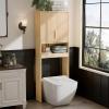 imageVINGLI Over The Toilet Storage Cabinet White Bathroom Storage Organizer Above The Toilet Shelf with Acrylic Glass Double Doors Wood Muebles para BaO Rack with Adjustable Shelf EspressoNatural Oak