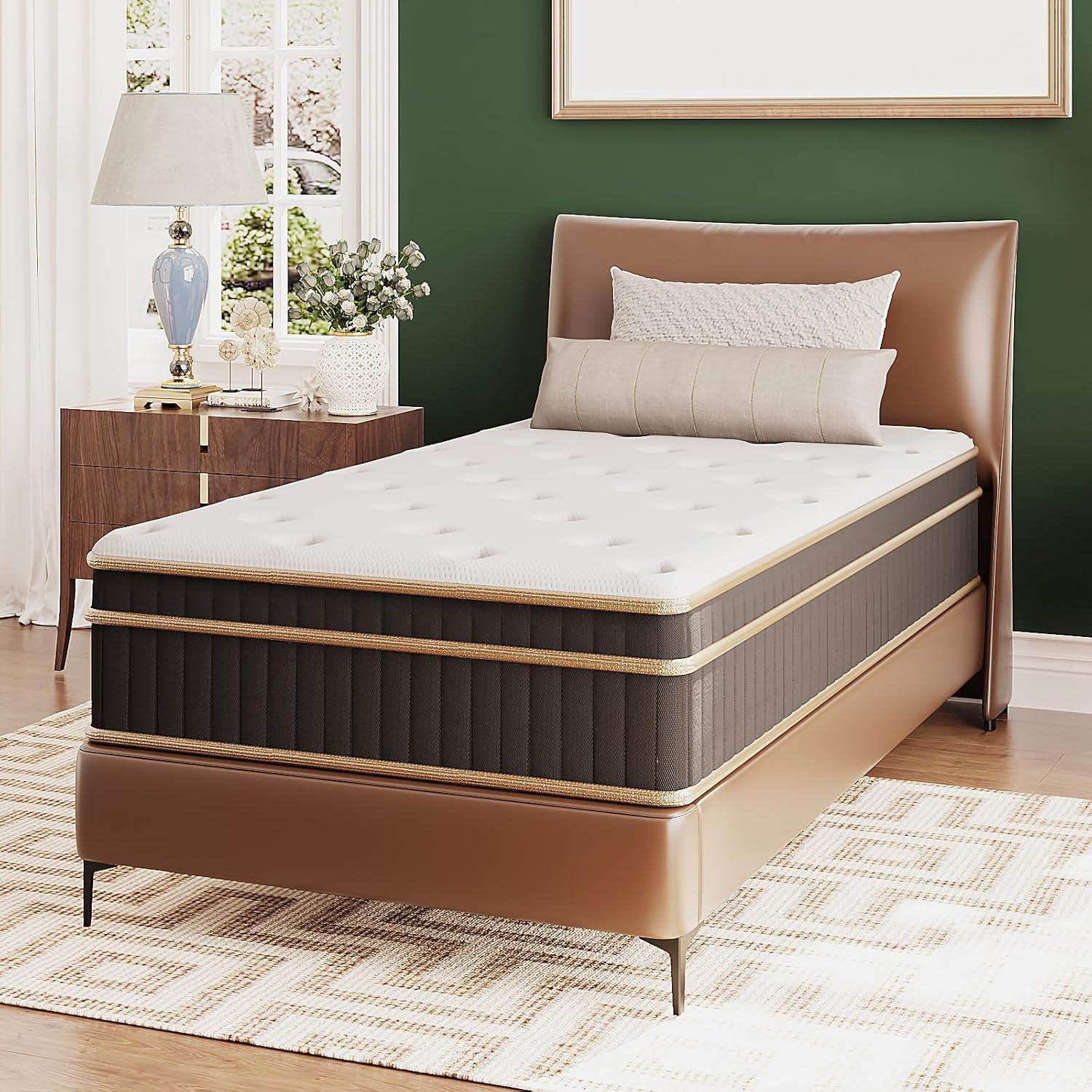 imageVINGLI 12 Inch King Hybrid Memory Foam Mattress in a BoxIndividually Wrapped Coils Pocket Spring for Motion IsolationPressure Relief Strong Edge SupportMedium FirmFiberglassFreeCertiPURUSBlack