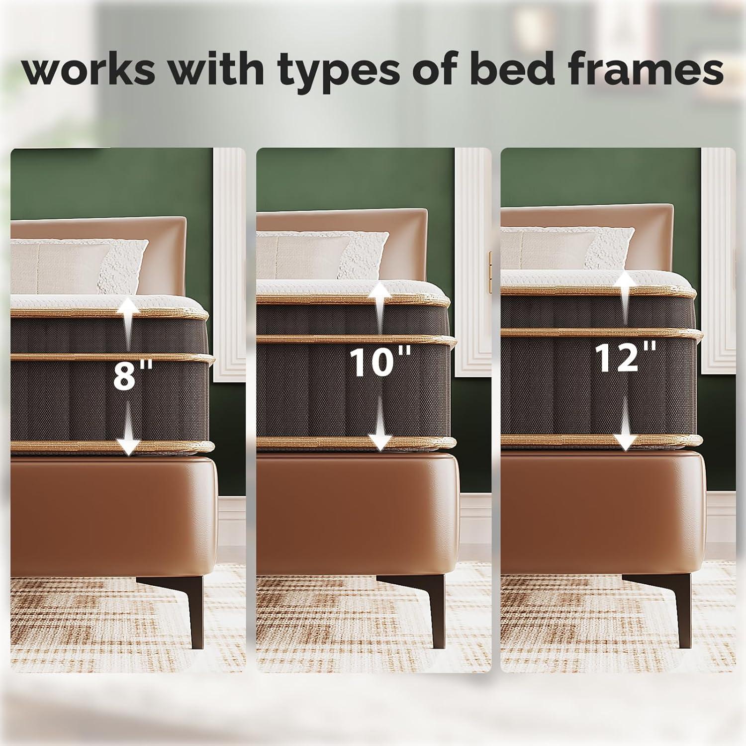 imageVINGLI 12 Inch Twin Mattress Set of 2 for Kids Hybrid Memory Foam in a Box Individually Wrapped Coils Pocket Innerspring for Motion Isolation and Pressure ReliefFiberglassFreeMedium Firm