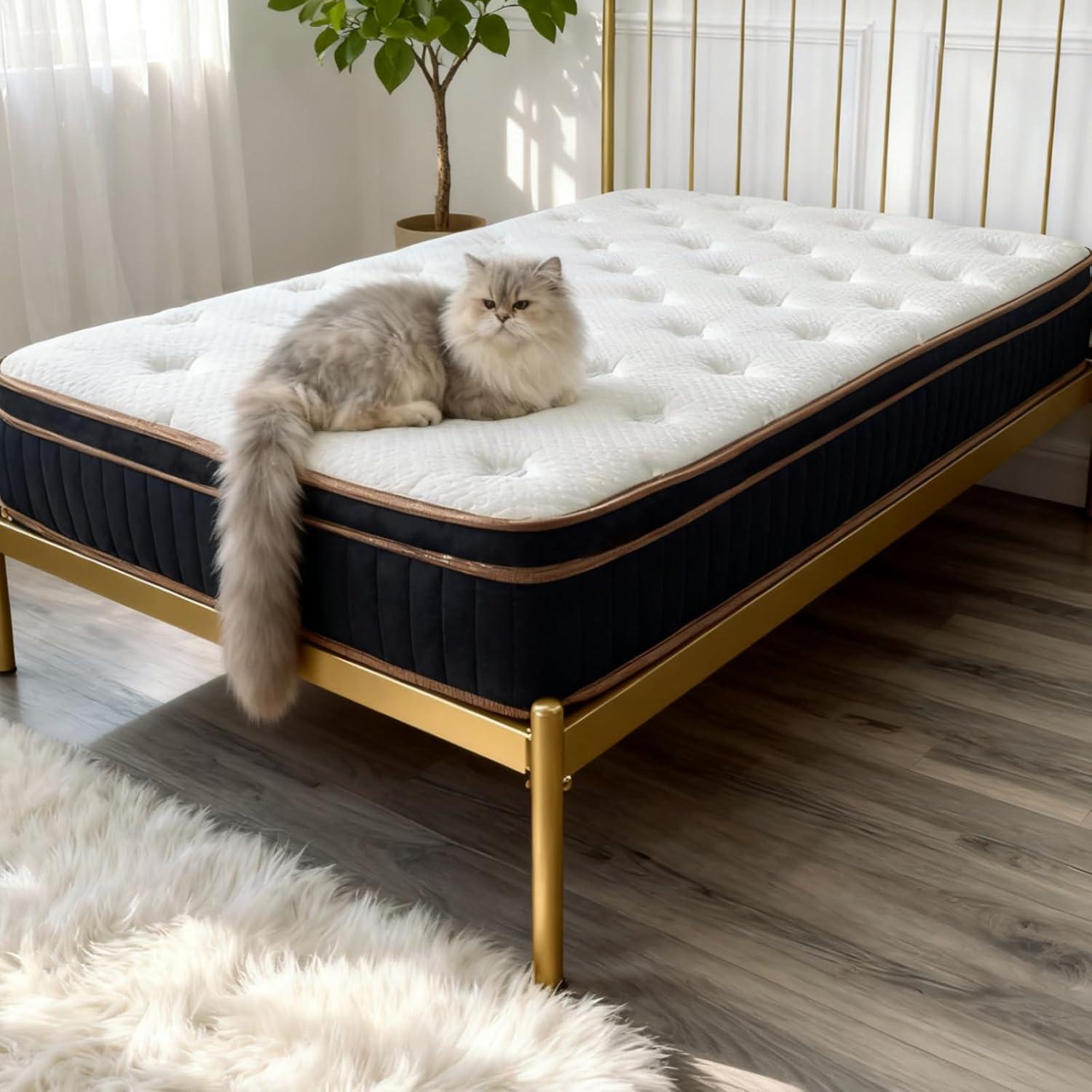 imageVINGLI 12 Inch Twin Mattress Set of 2 for Kids Hybrid Memory Foam in a Box Individually Wrapped Coils Pocket Innerspring for Motion Isolation and Pressure ReliefFiberglassFreeMedium Firm