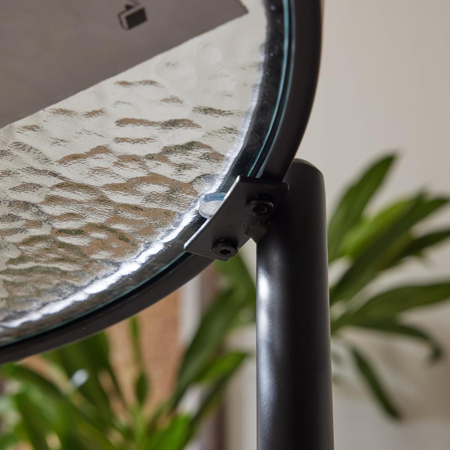 imageVINGLI 256quot Small Light Bright Green Round Coffee Table WaterWave Glass Circle Clear Center Coffee Table with 2Tier Modern Storage Design for Living Room Bedroom Meeting Room Balcony PatioWaterwaveround Rattan Black