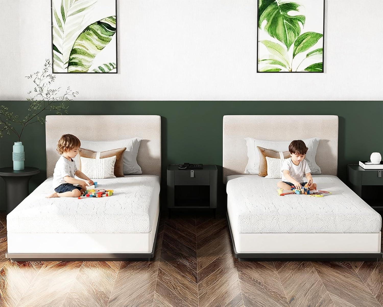 imageVINGLI 6 Inch Twin Mattress for Kids Bunk Bed Memory Foam Mattress in a BoxPressure Relief Removable CoverMedium FirmFiberglassFree ConstructionCertiPURUS1