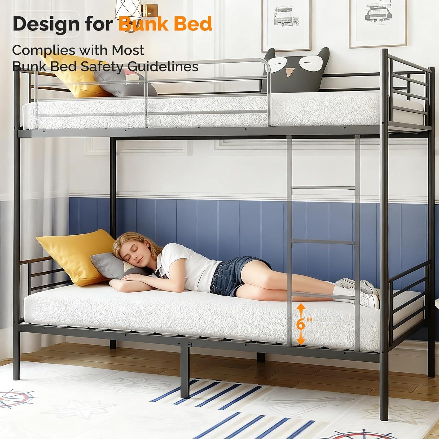 imageVINGLI 6 Inch Twin Mattress for Kids Bunk Bed Memory Foam Mattress in a BoxPressure Relief Removable CoverMedium FirmFiberglassFree ConstructionCertiPURUS1