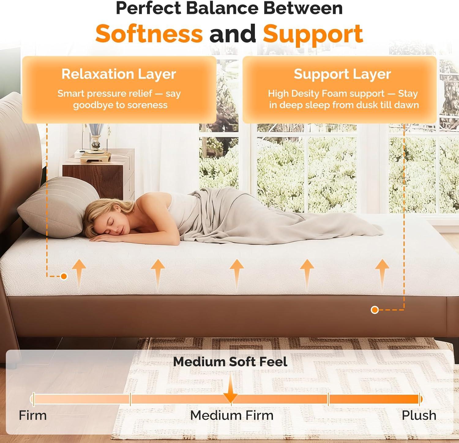 imageVINGLI 6 Inch Twin Mattress for Kids Bunk Bed Memory Foam Mattress in a BoxPressure Relief Removable CoverMedium FirmFiberglassFree ConstructionCertiPURUS1