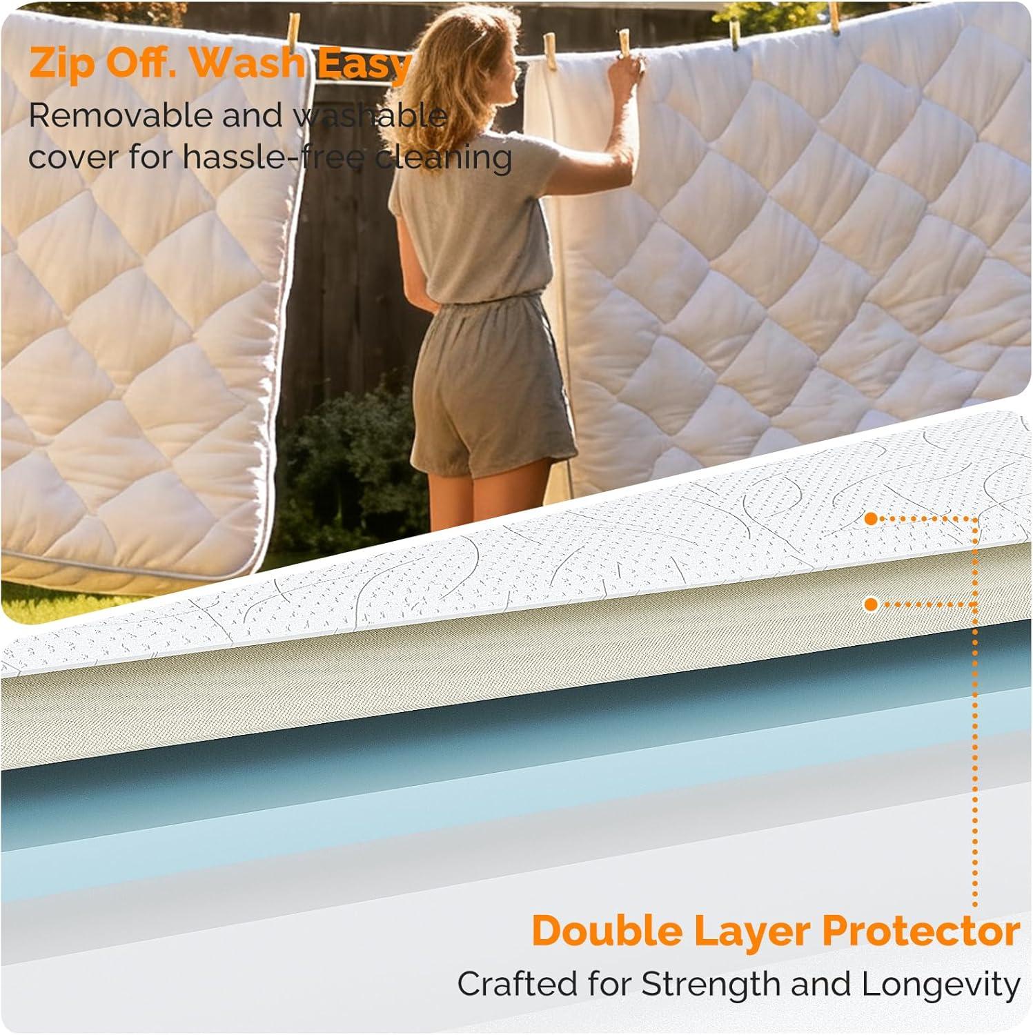 imageVINGLI 6 Inch Twin Mattress for Kids Bunk Bed Memory Foam Mattress in a BoxPressure Relief Removable CoverMedium FirmFiberglassFree ConstructionCertiPURUS1